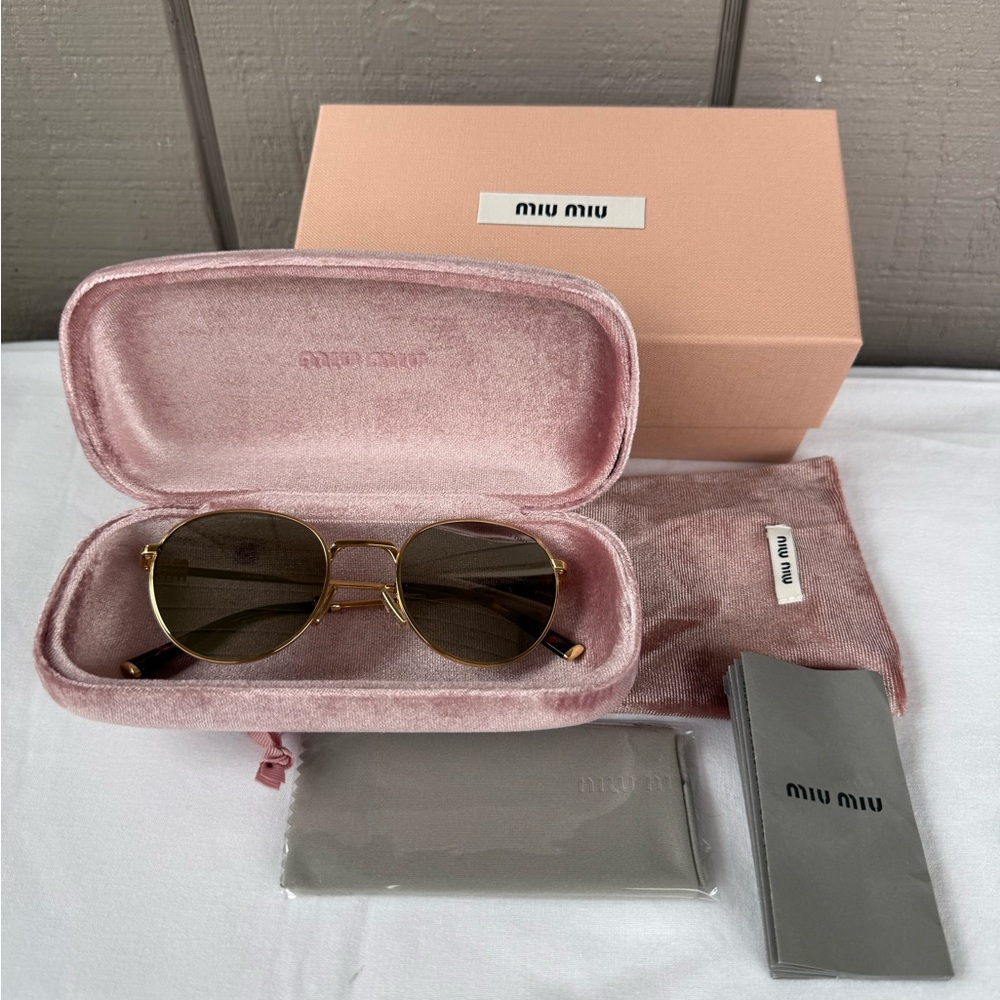 Miu Miu Gold and Black Sunglasses